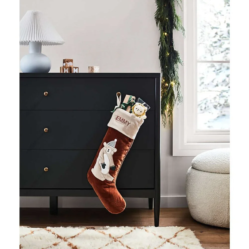 Crate & Barrel Wonderland Velvet Bunny & Bear Christmas Stockings – Brand New